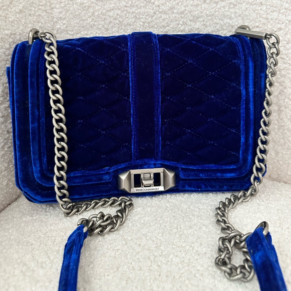 Super cute Rebecca Minkoff Royal blue velvet crossbody bag